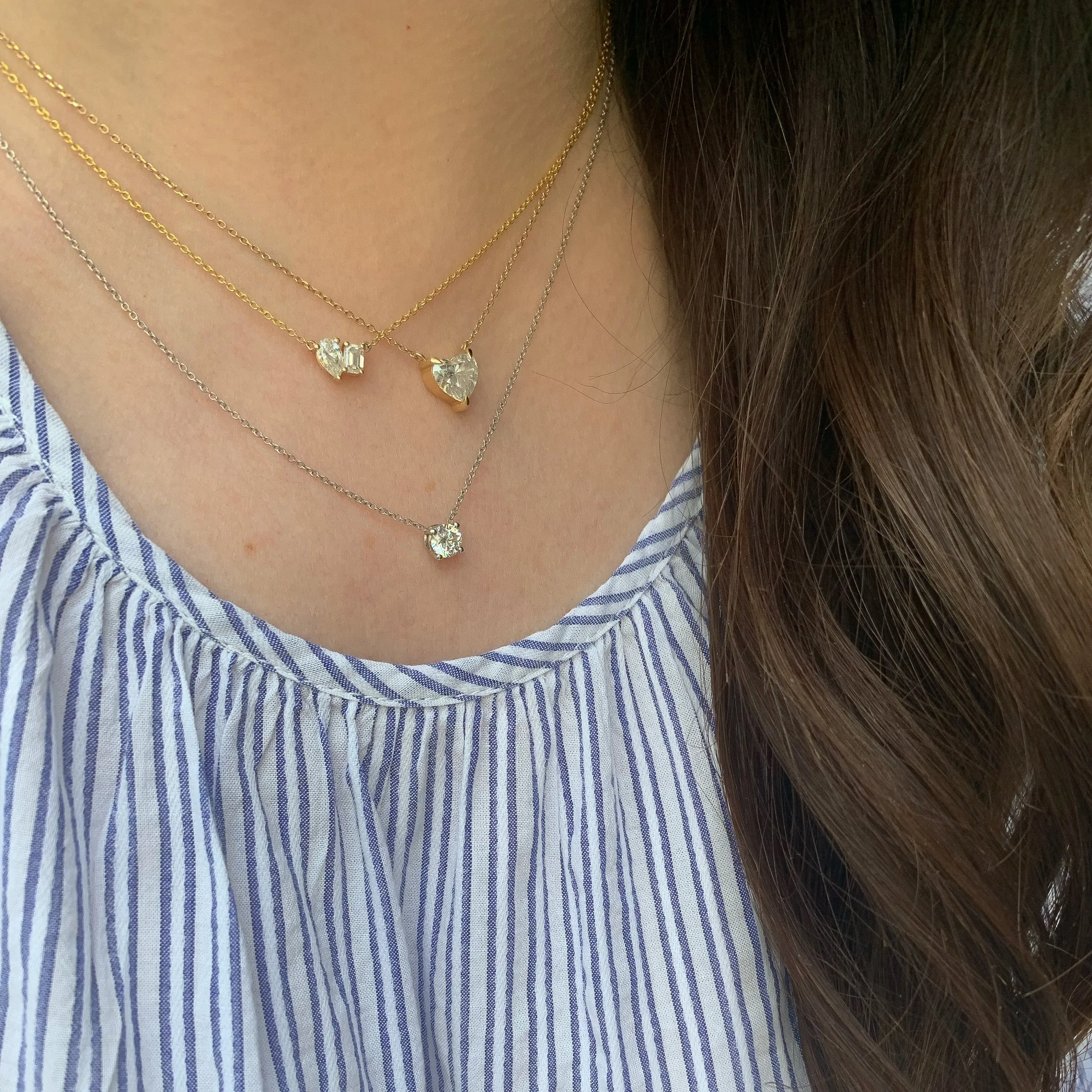 Lab Created Diamond 14K Gold Toi Et Moi Necklace