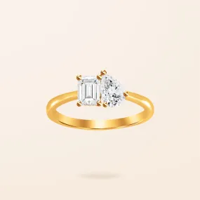 Lab Created Diamond 14K Gold Toi Et Moi Ring