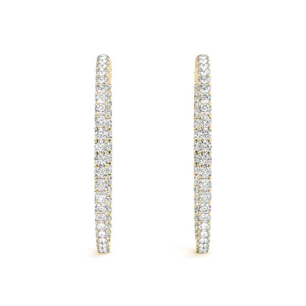 LUNAR 4 Carat Diamond Hoop Earrings 2 Inch in 18K Yellow Gold 10 pt G Color SI1 Clarity 50mm Eternity Inside out Hinged Back BY MIKE NEKTA