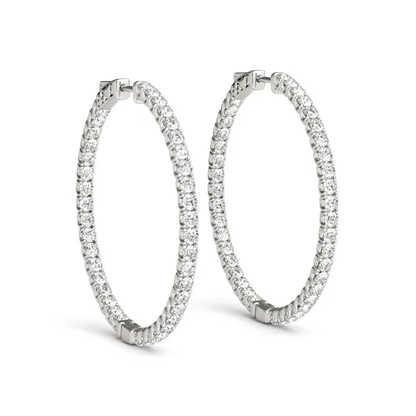 LUNAR 4 Carat Diamond Hoop Earrings 2 Inch in 18K Yellow Gold 10 pt G Color SI1 Clarity 50mm Eternity Inside out Hinged Back BY MIKE NEKTA