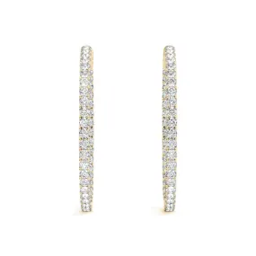 LUNAR 4 Carat Diamond Hoop Earrings 2 Inch in 18K Yellow Gold 10 pt G Color SI1 Clarity 50mm Eternity Inside out Hinged Back BY MIKE NEKTA