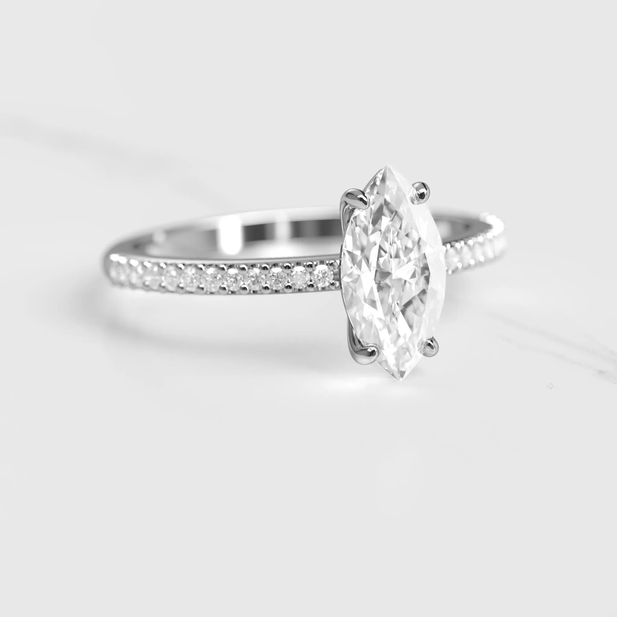 Marquise Half Pave Diamond Ring