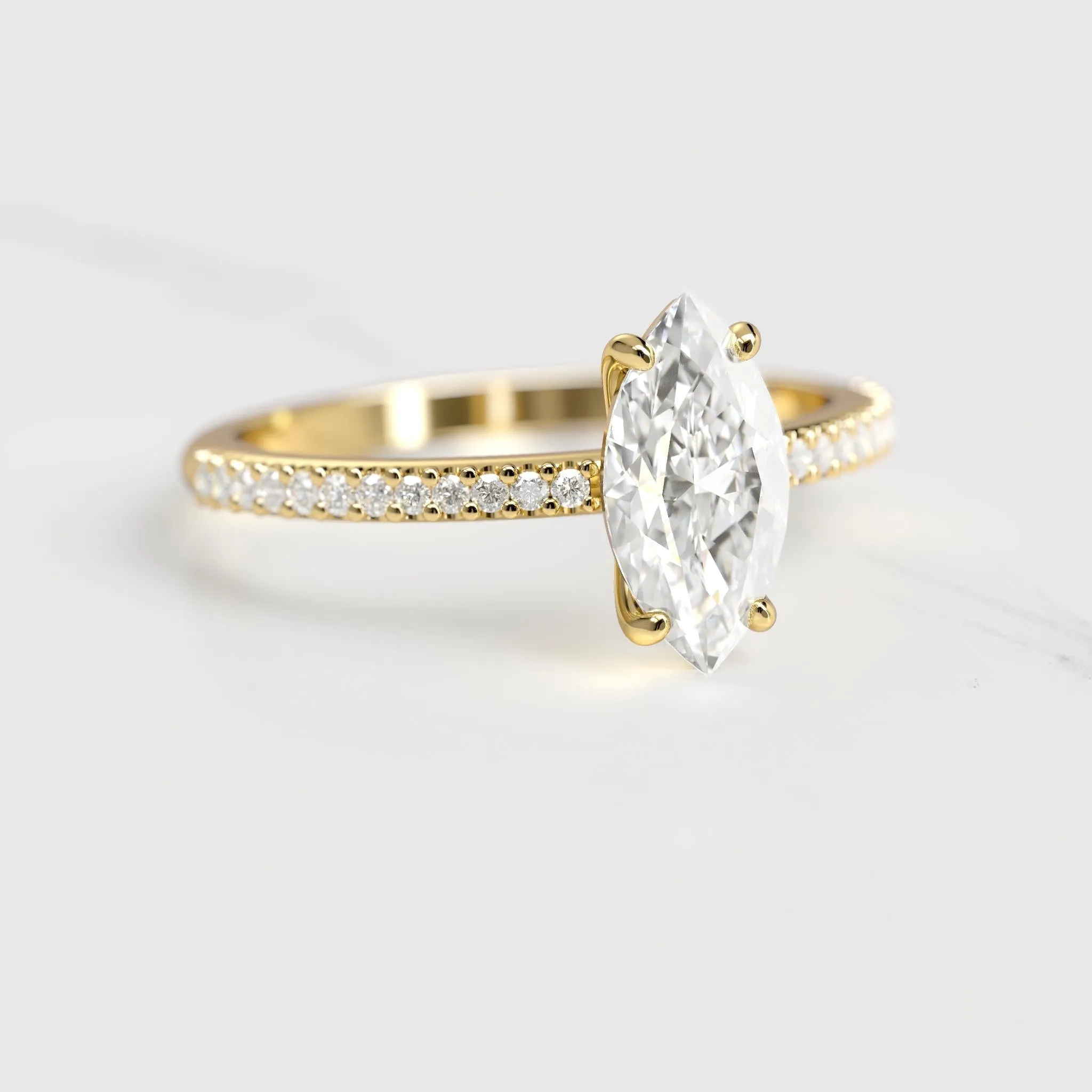 Marquise Half Pave Diamond Ring