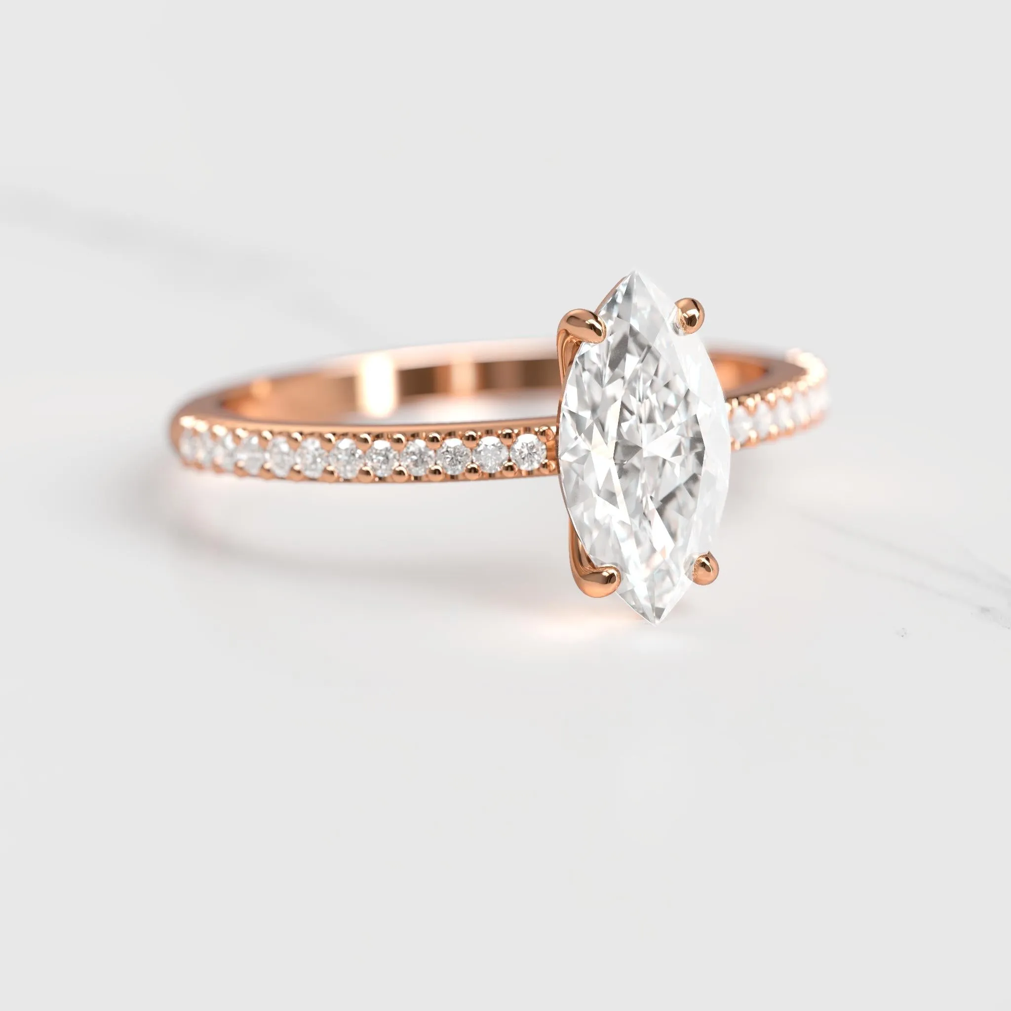 Marquise Half Pave Diamond Ring