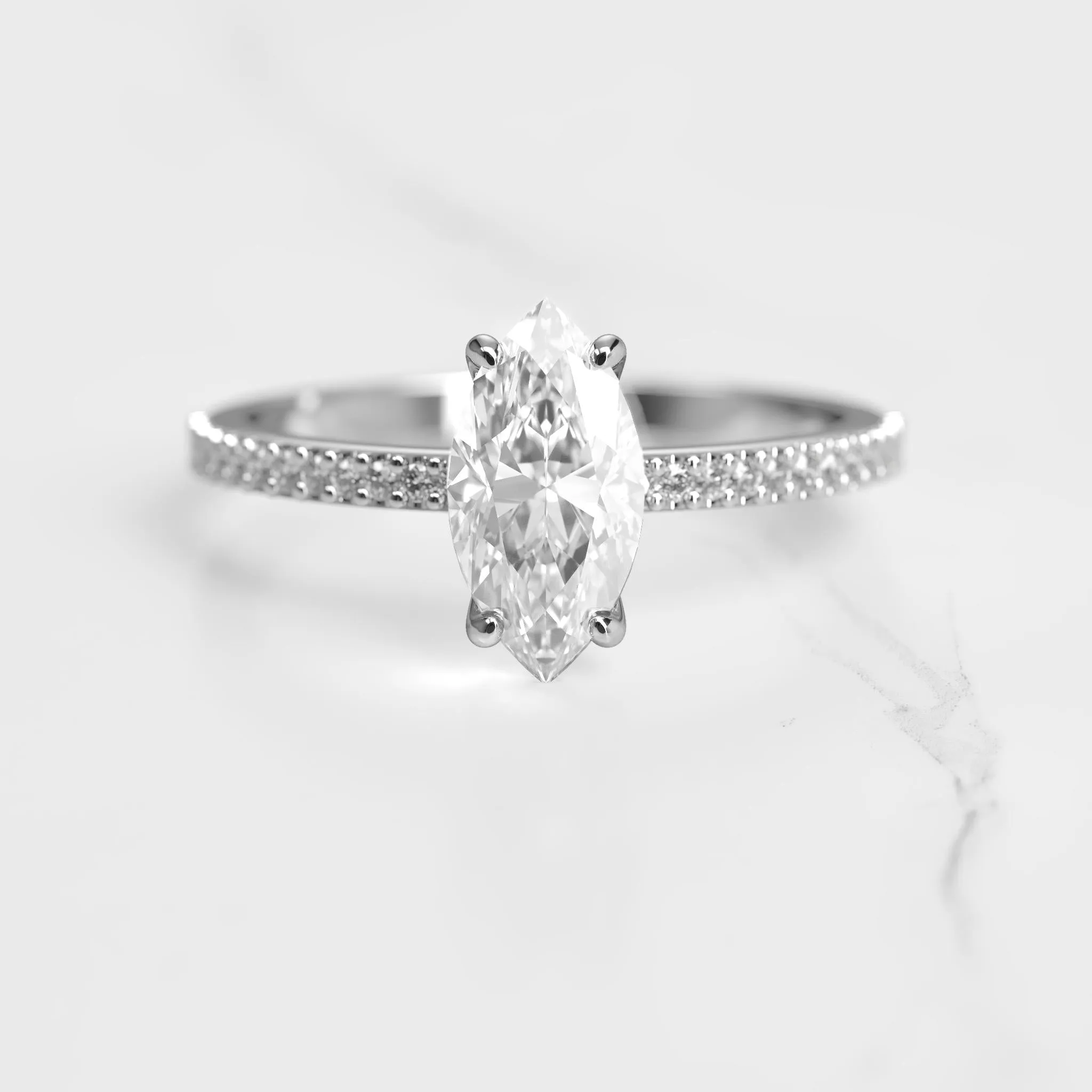 Marquise Half Pave Diamond Ring