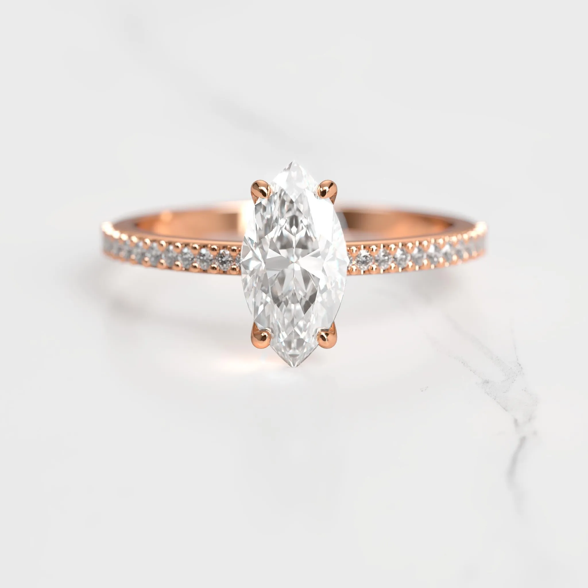 Marquise Half Pave Diamond Ring