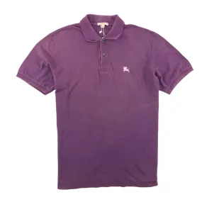 Men's Embroidered Logo Polo Shirt Purple Size M