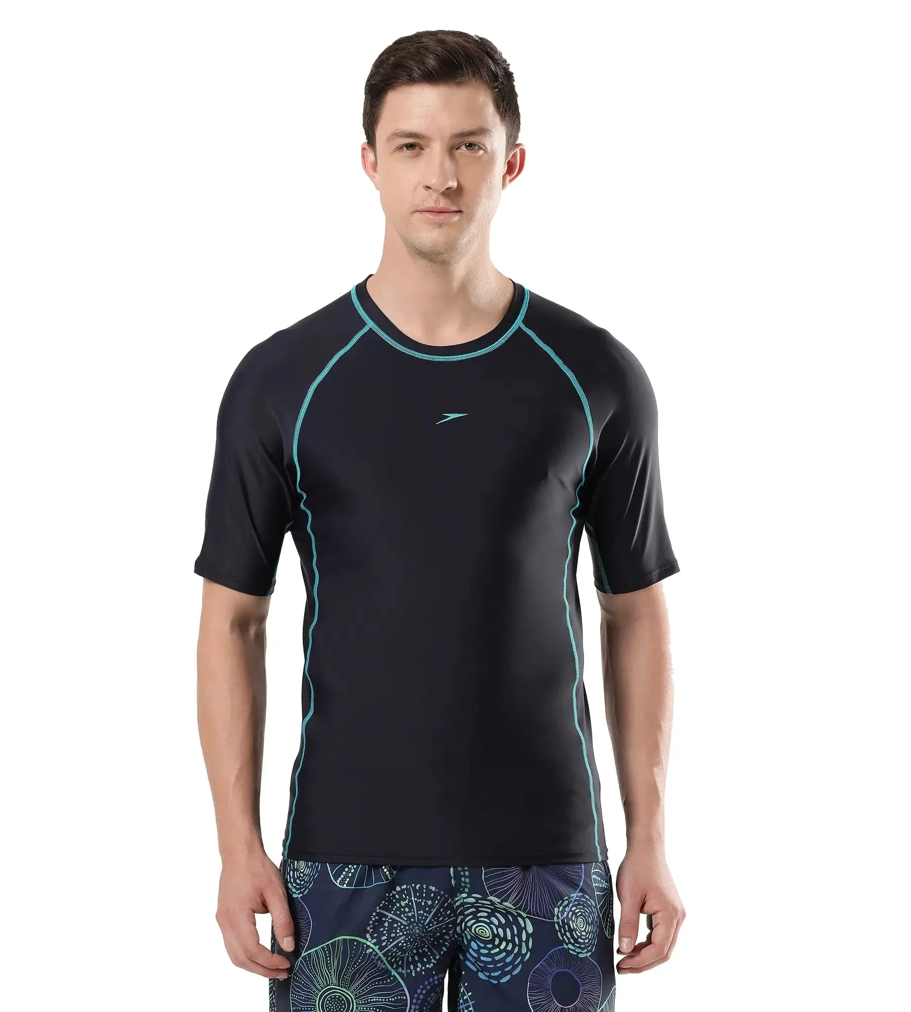 Men's Endurance Short Sleeve Suntop - True Navy  &  Aquarium