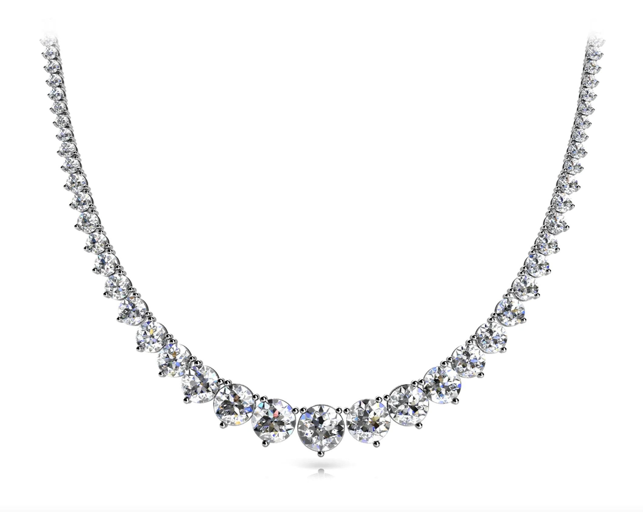 MIST 25 Carat Diamond Rivera Graduated Necklace in 18K Yellow Gold 3 prong set  G Color SI1 Clarity BY MIKE NEKTA