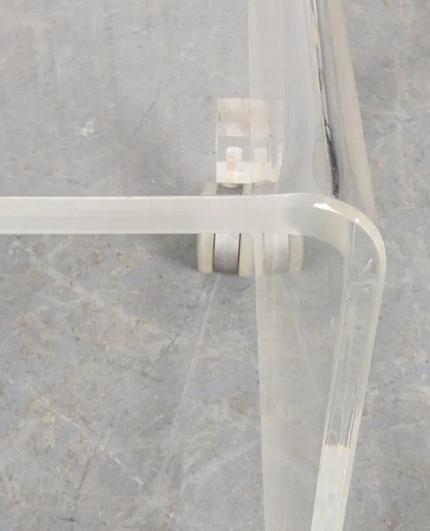 Modern Lucite Waterfall Side Table on Casters