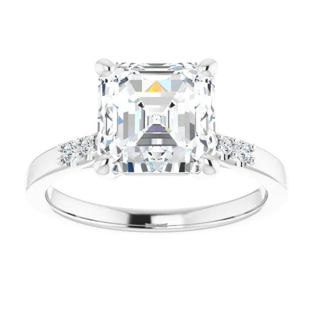 Natalie -Prong Set Engagement Ring with Accented Cathedral Shank - Setting only