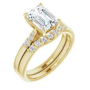 Natalie -Prong Set Engagement Ring with Accented Cathedral Shank - Setting only