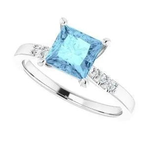 Natalie -Prong Set Engagement Ring with Accented Cathedral Shank - Setting only