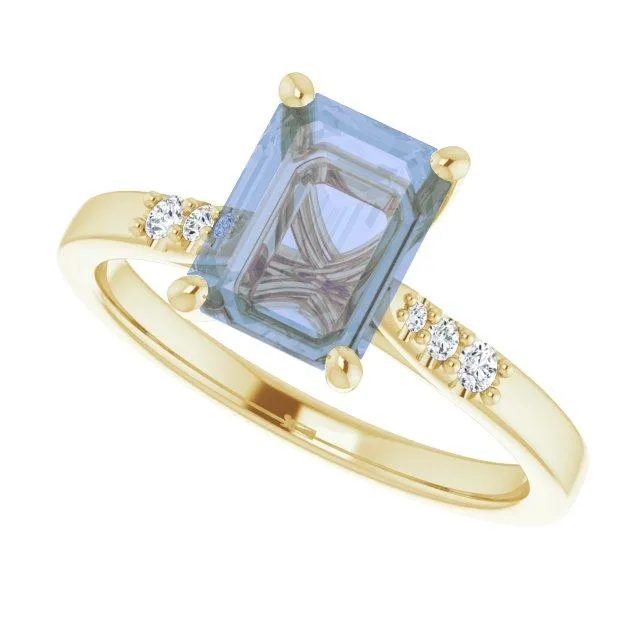 Natalie -Prong Set Engagement Ring with Accented Cathedral Shank - Setting only