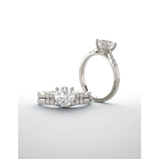 Natalie -Prong Set Engagement Ring with Accented Cathedral Shank - Setting only