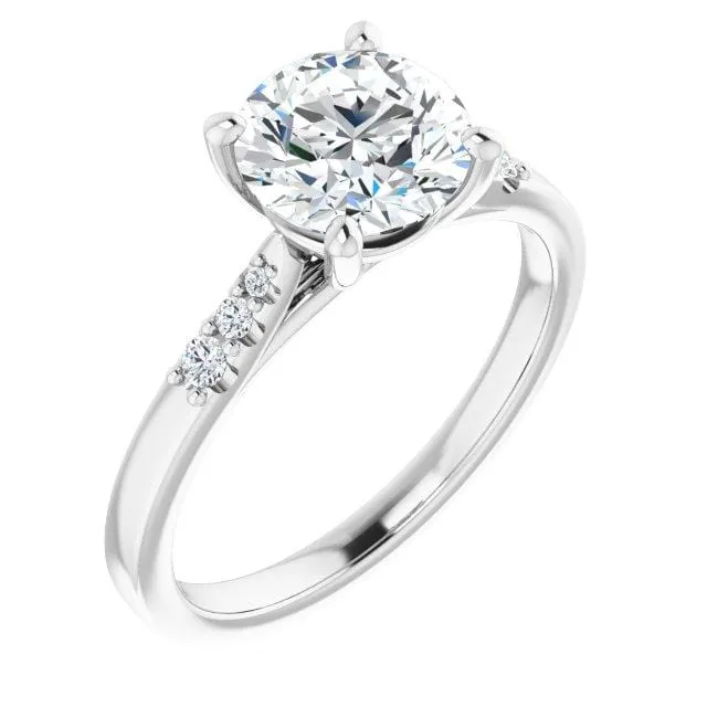 Natalie -Prong Set Engagement Ring with Accented Cathedral Shank - Setting only