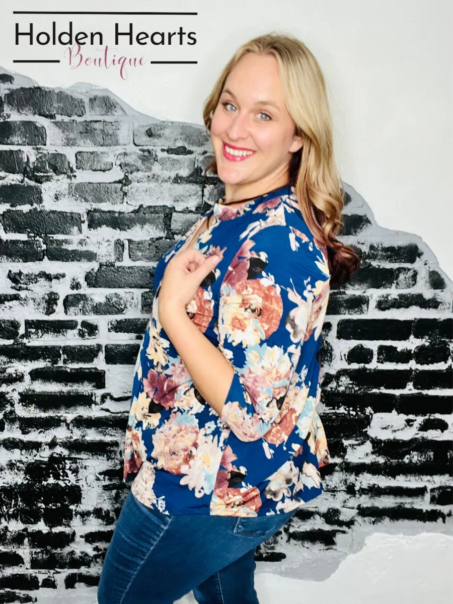 Navy Floral Gabby Blouse