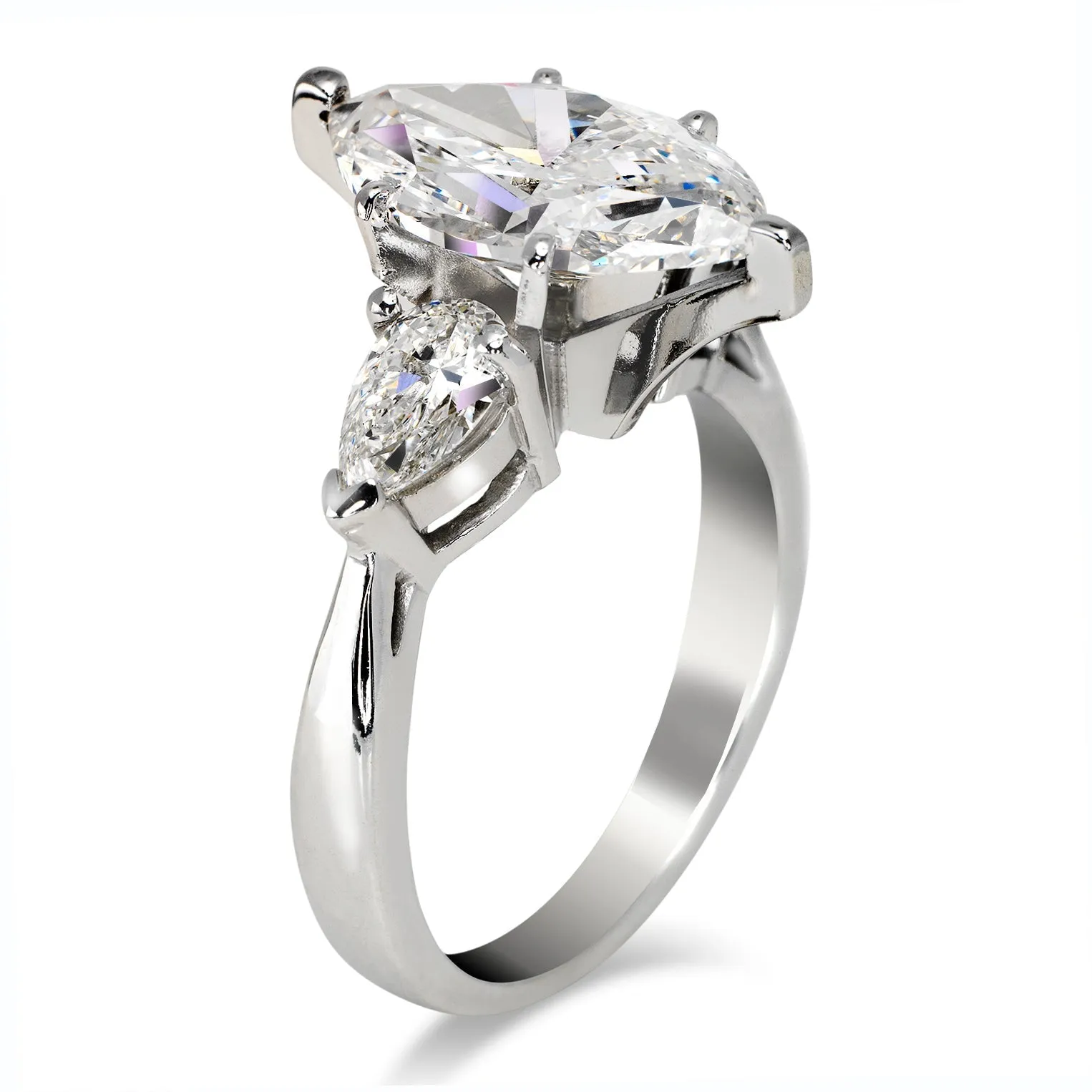 NIKITA 4 CARAT MARQUISE CUT THREE STONE DIAMOND ENGAGEMENT RING PLATINUM GIA CERTIFIED 3 CT D VS2 BY MIKE NEKTA