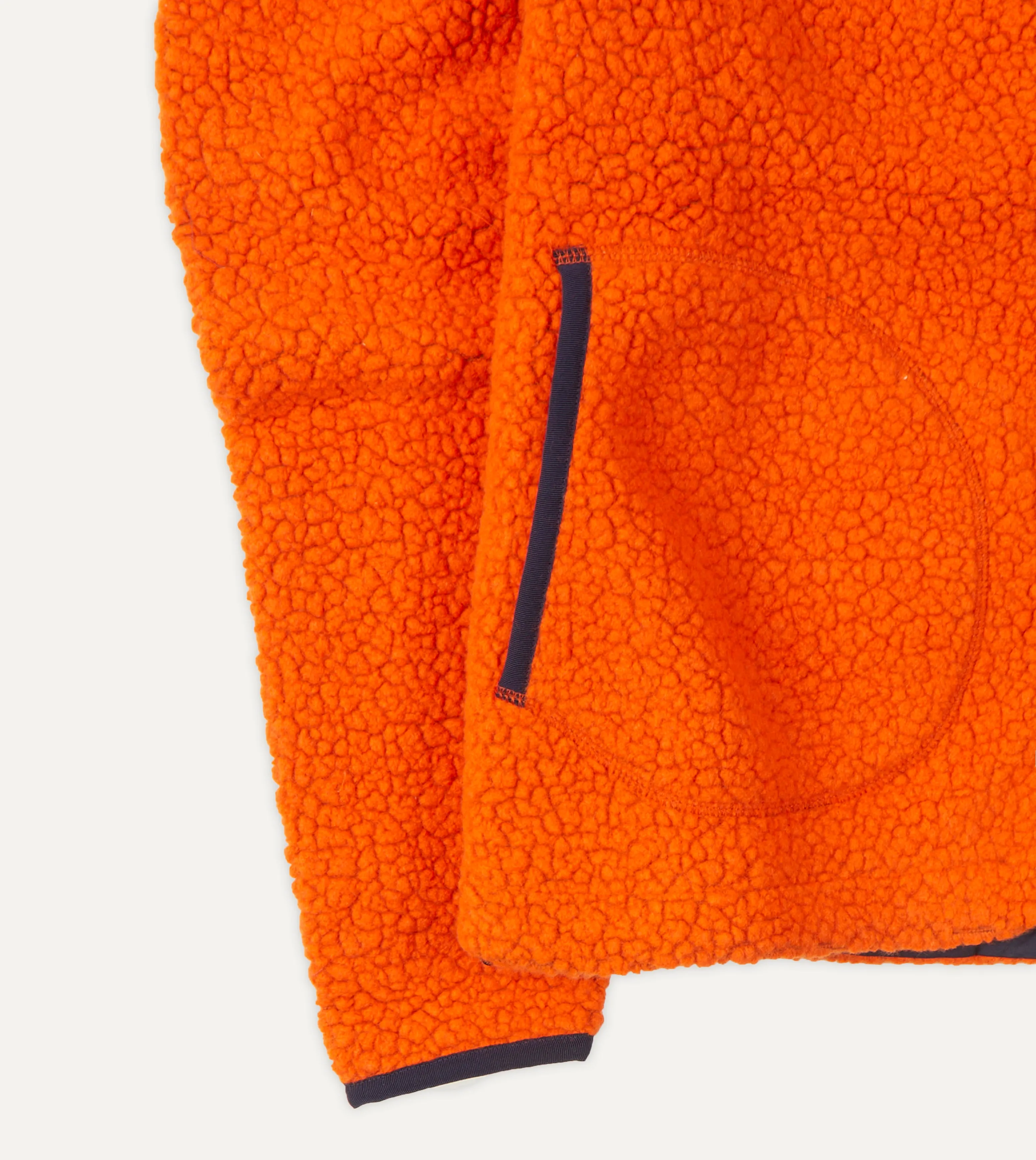 Orange Boucle Wool Zip Fleece Jacket