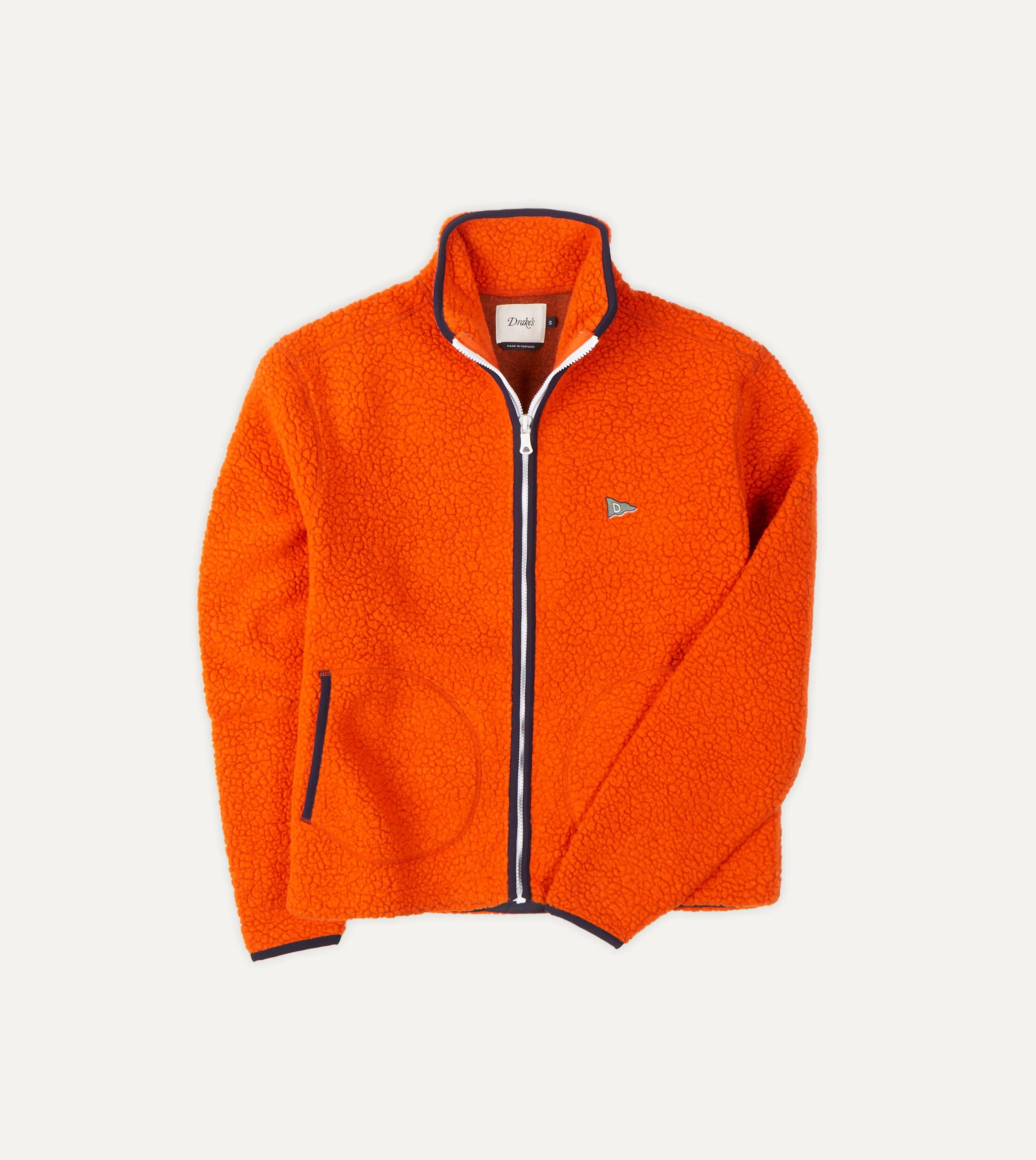 Orange Boucle Wool Zip Fleece Jacket