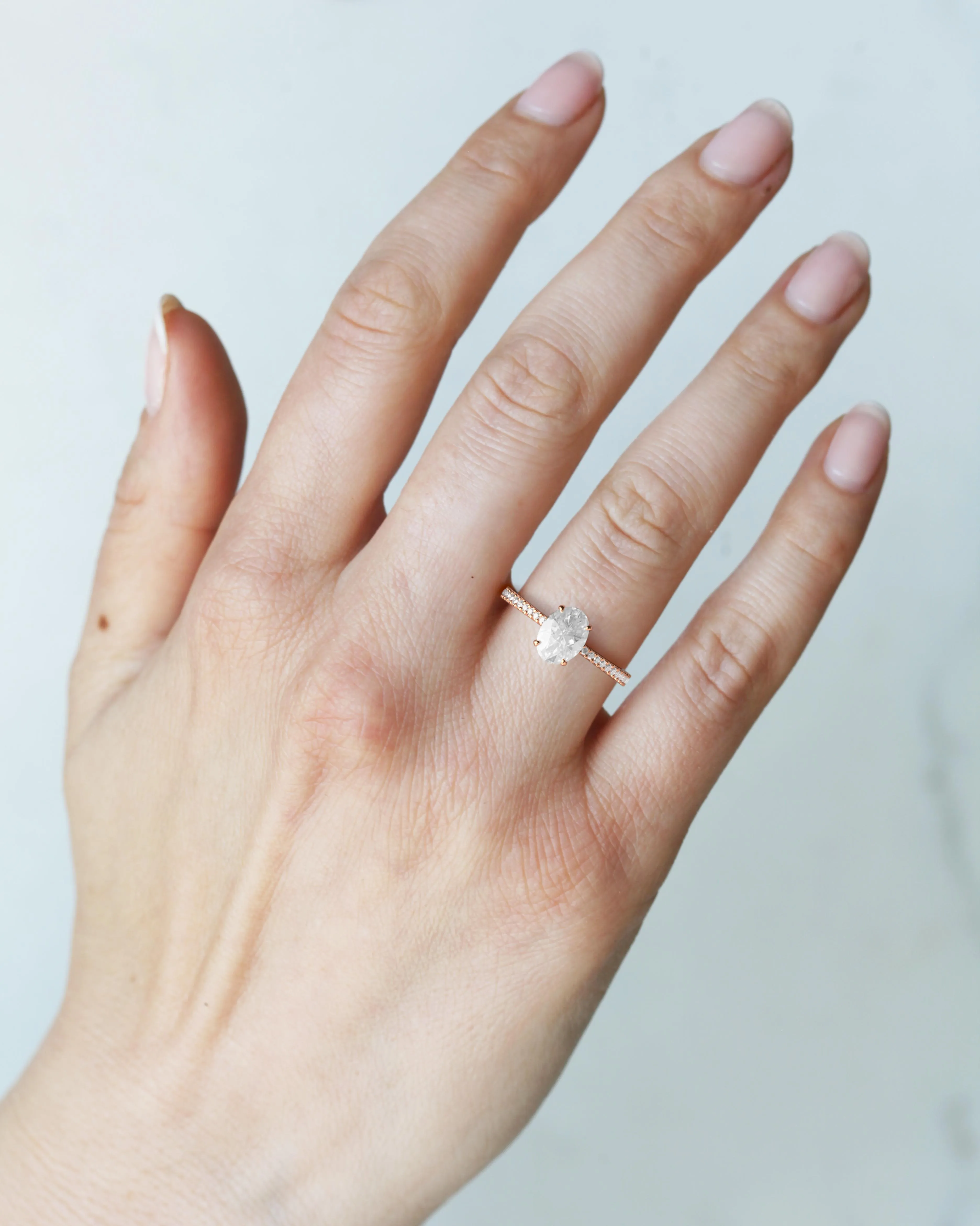 Oval Full Pave Tapered Diamond Ring