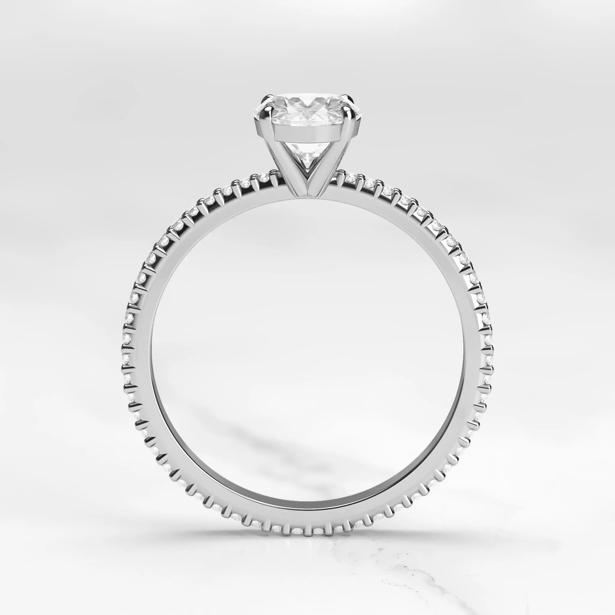 Oval Full Pave Tapered Diamond Ring