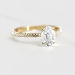 Oval Full Pave Tapered Diamond Ring