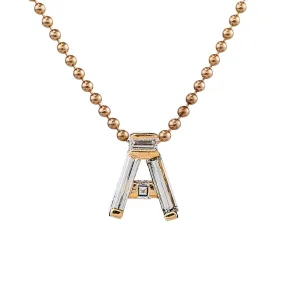 Personalized Initial Necklace with Baguette Diamonds