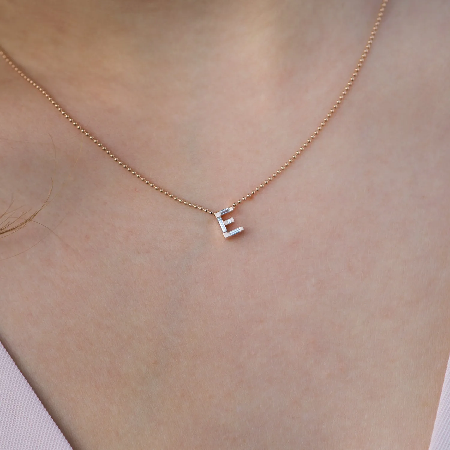 Personalized Initial Necklace with Baguette Diamonds