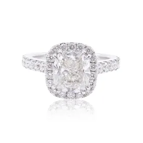 PLATINUM HENNE-FIT CATHEDRAL STYLE ENGAGEMENT RING WITH A 3.01CT CENTER DIAMOND