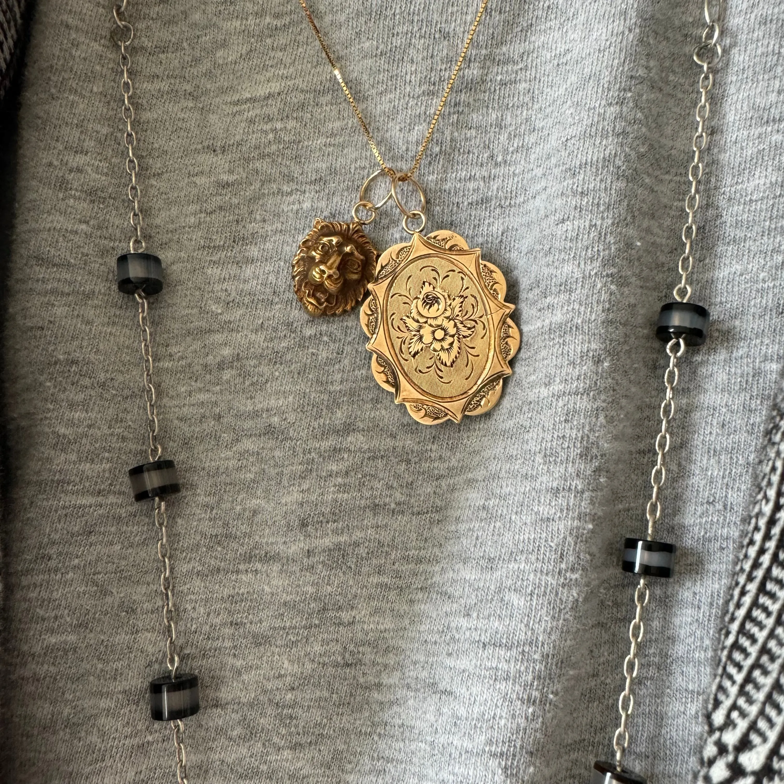 reimagined V I N T A G E // framed florals / low karat victorian gold engraved florals / a conversion pendant