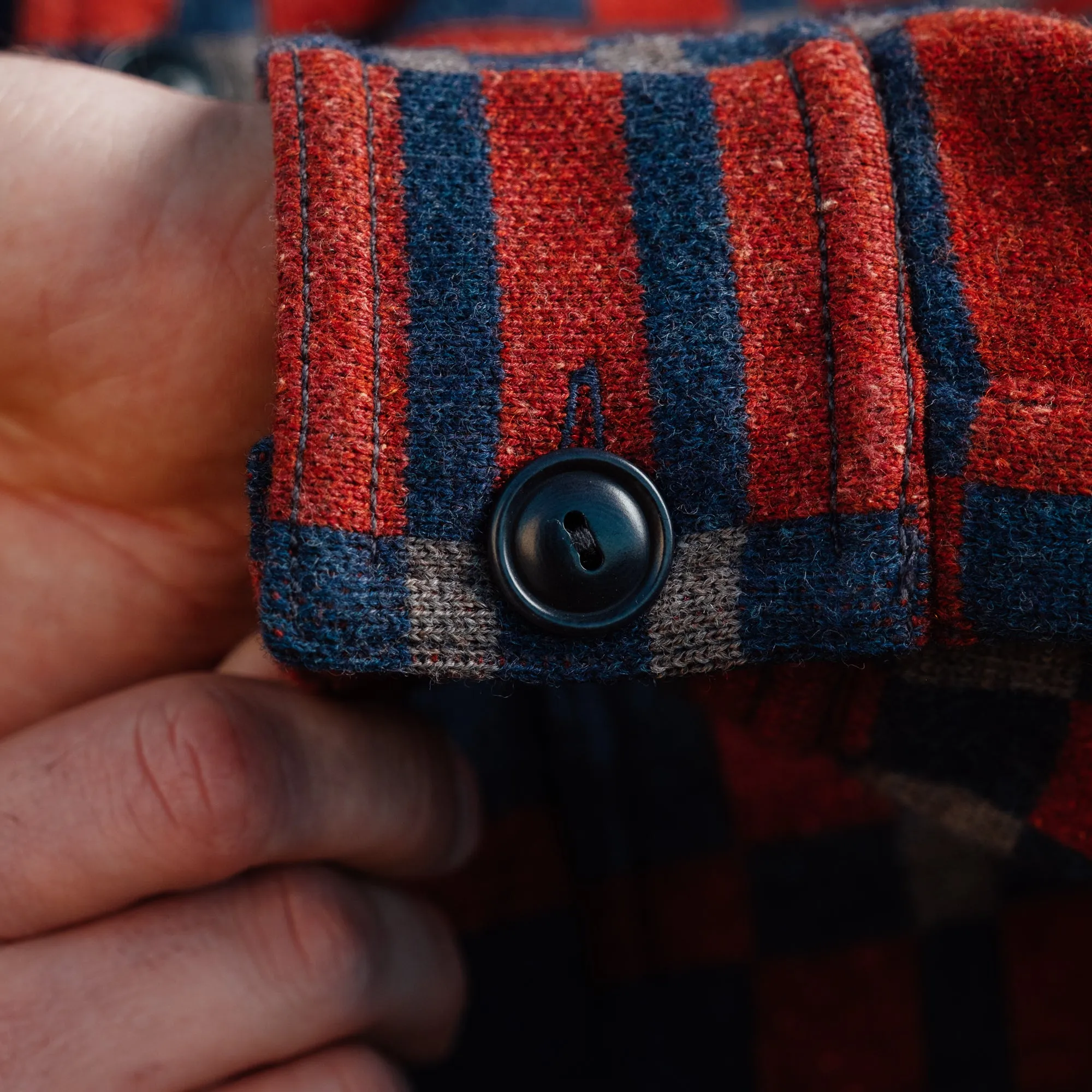 RRL Plaid Wool-Blend Workshirt Sweater Red/ Brown/ Multi FINAL SALE