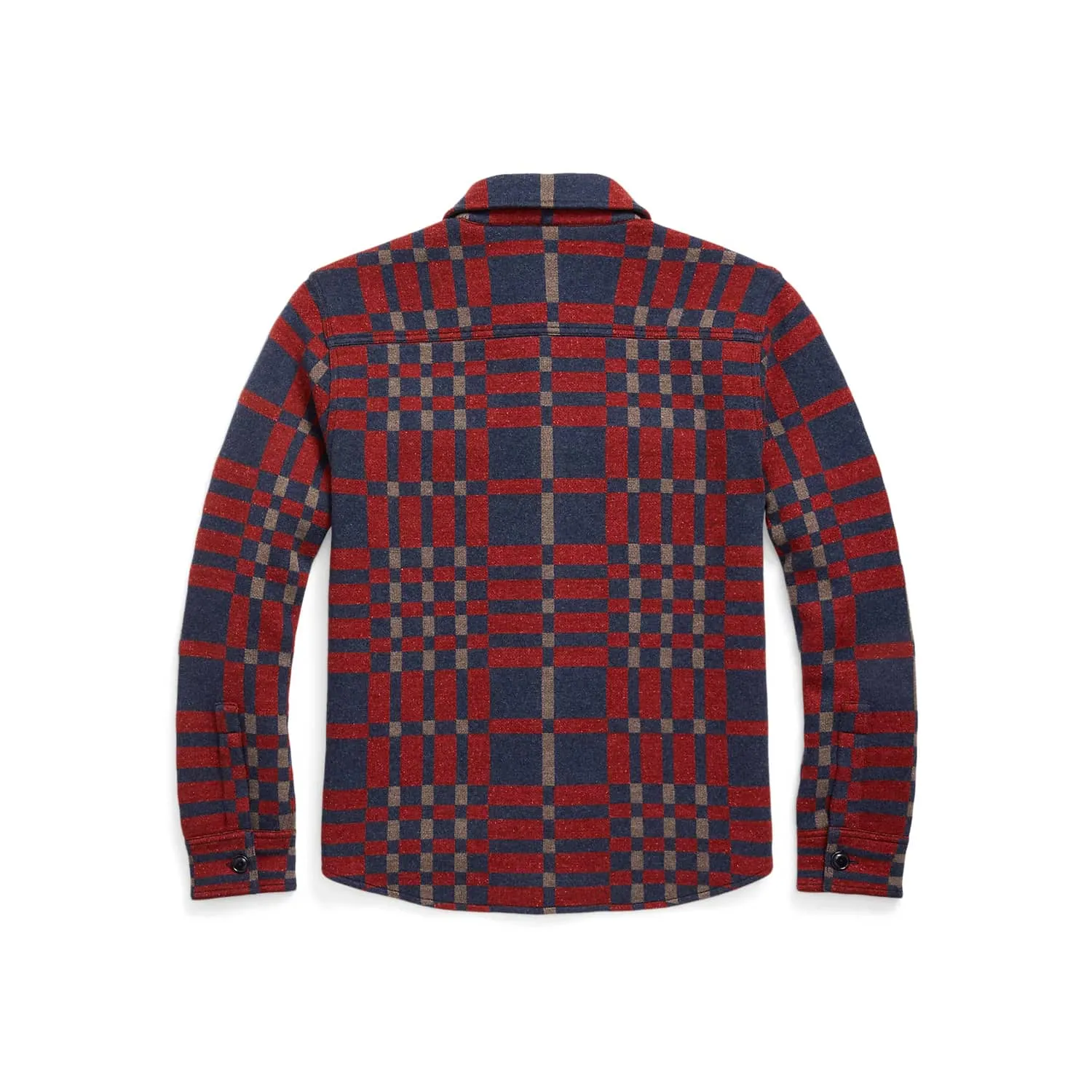 RRL Plaid Wool-Blend Workshirt Sweater Red/ Brown/ Multi FINAL SALE