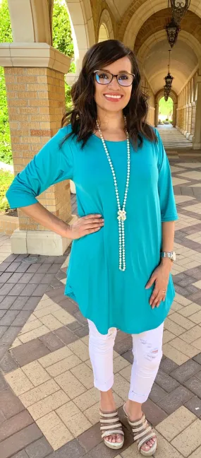 S-M *Turquoise Scoop Tunic