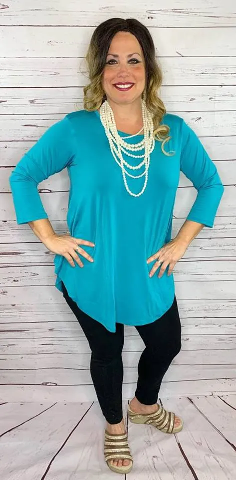 S-M *Turquoise Scoop Tunic