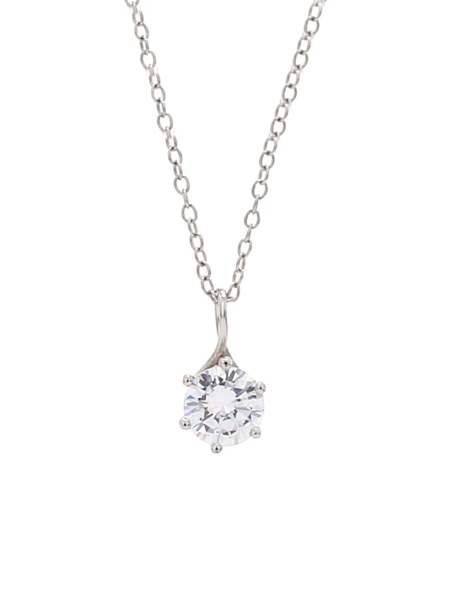 Silver Classic 2 Carat American Diamond Solitaire Pendant