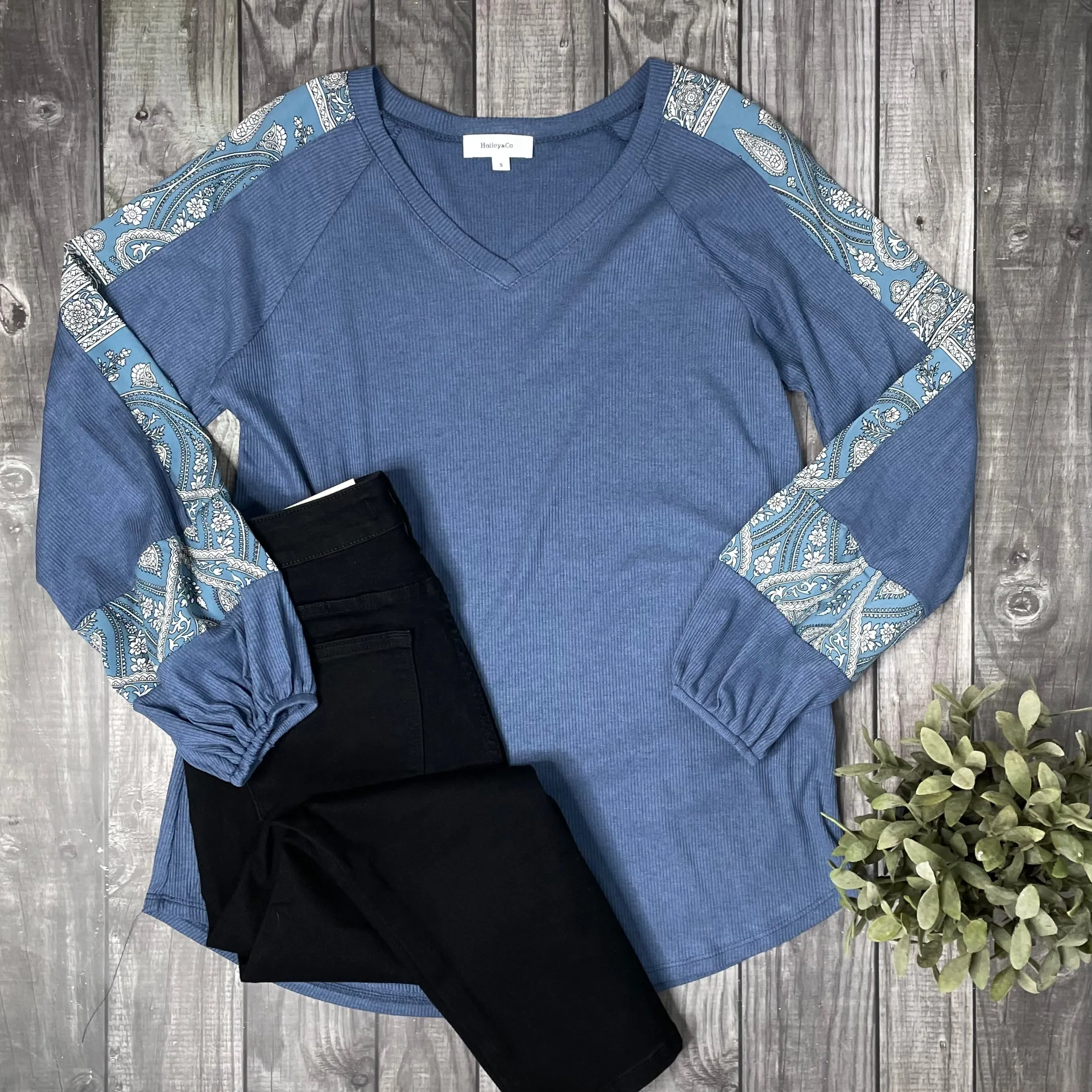 SIZE S & M: DREAMING OF FOREVER LONG SLEEVE TOP-BLUE