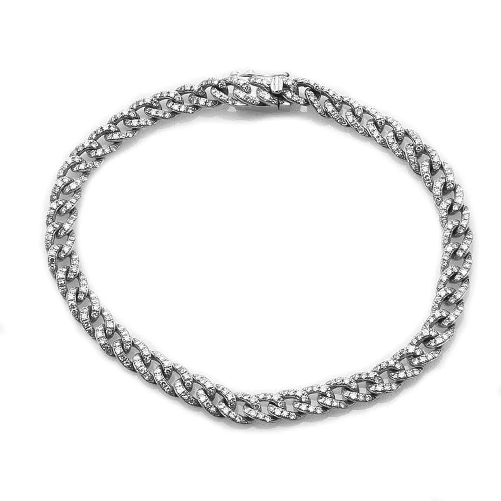 Small 14K Gold and Micro-Pave Diamonds Cuban Chain Bracelet Signature Piece