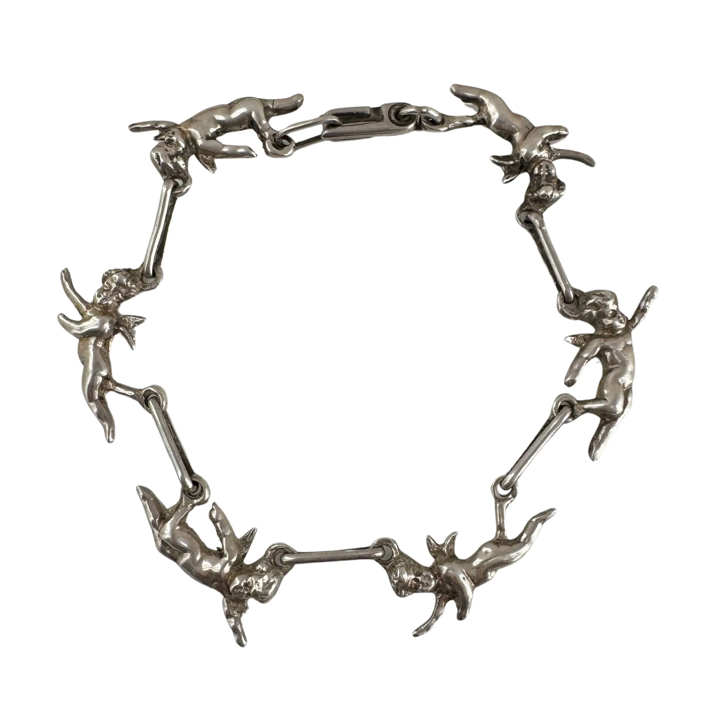 V I N T A G E // angel team / sterlings silver cherub chain bracelet / 7.25