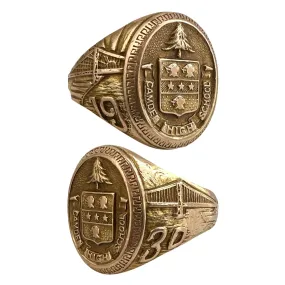 V I N T A G E // Benjamin Franklin Bridge / 10k yellow gold 1930 Camden NJ High school signet ring / size 6