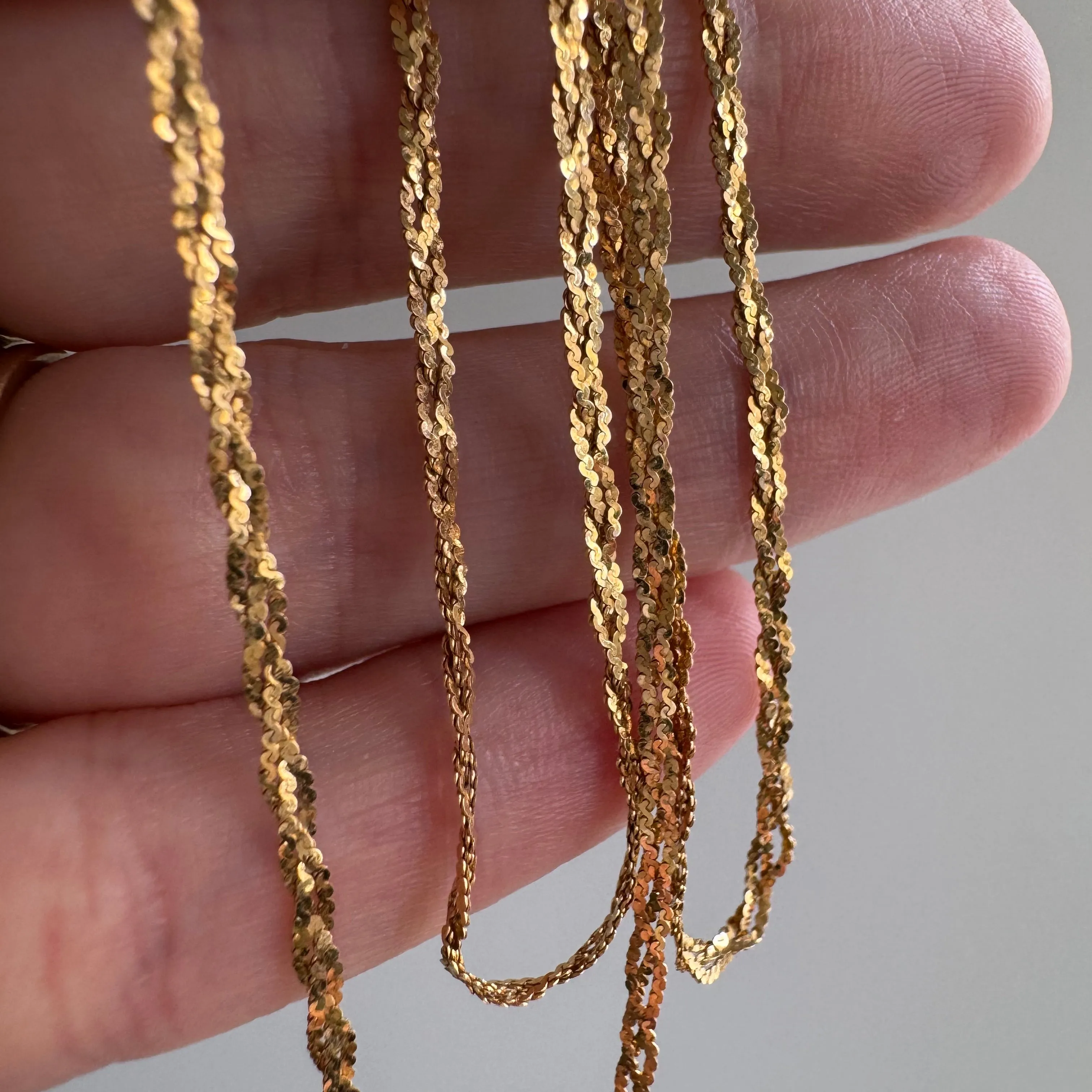 V I N T A G E // braided strands / 14k yellow gold braided serpentine flat chain / 18.5, 2.3g