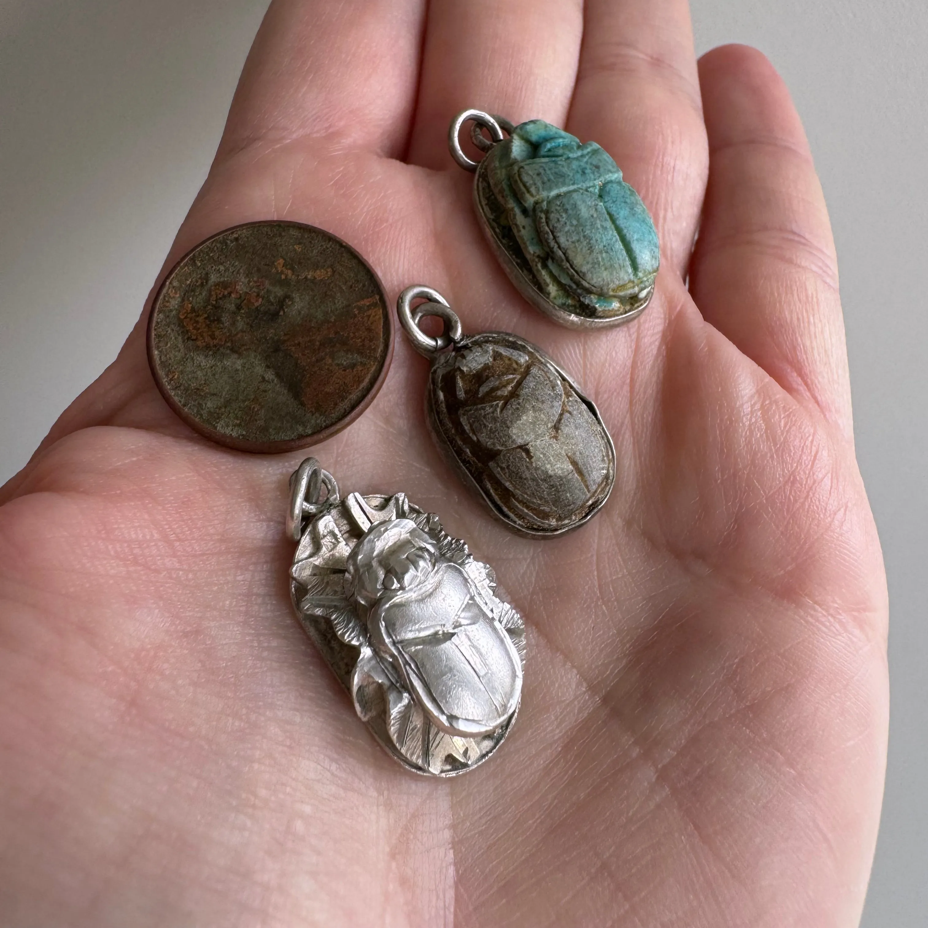 V I N T A G E // shop by style / 800 silver Egyptian scarabs / pendants