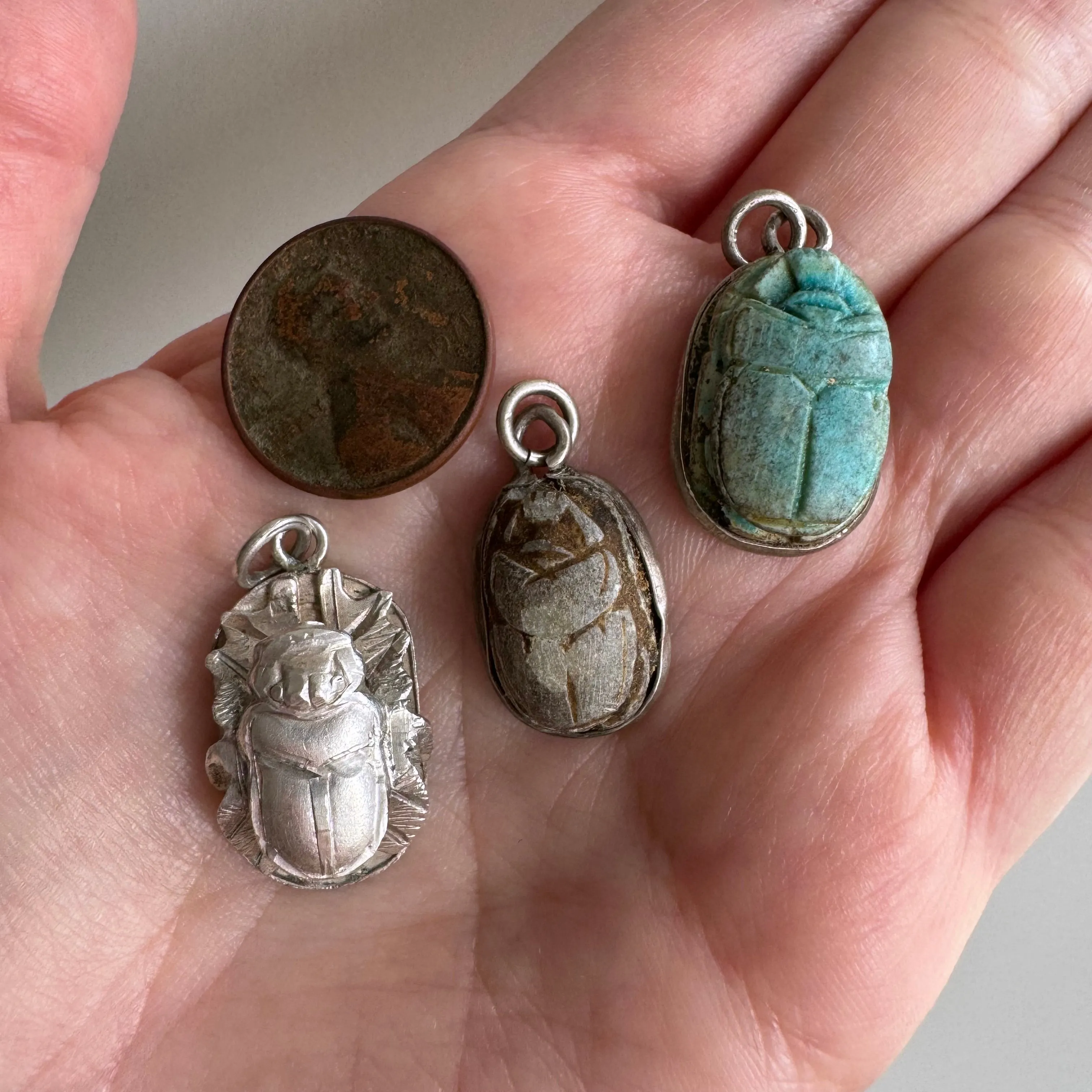 V I N T A G E // shop by style / 800 silver Egyptian scarabs / pendants