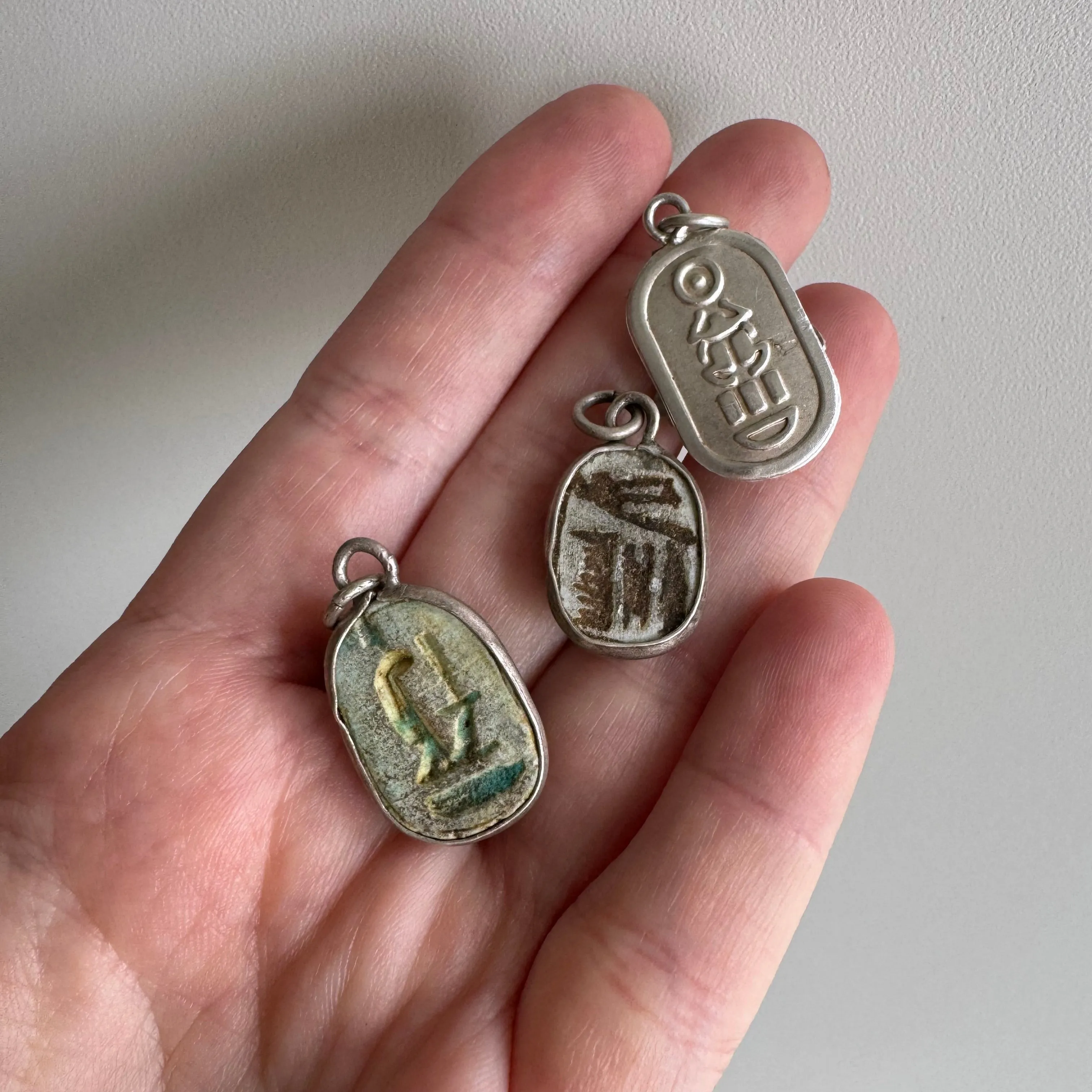 V I N T A G E // shop by style / 800 silver Egyptian scarabs / pendants