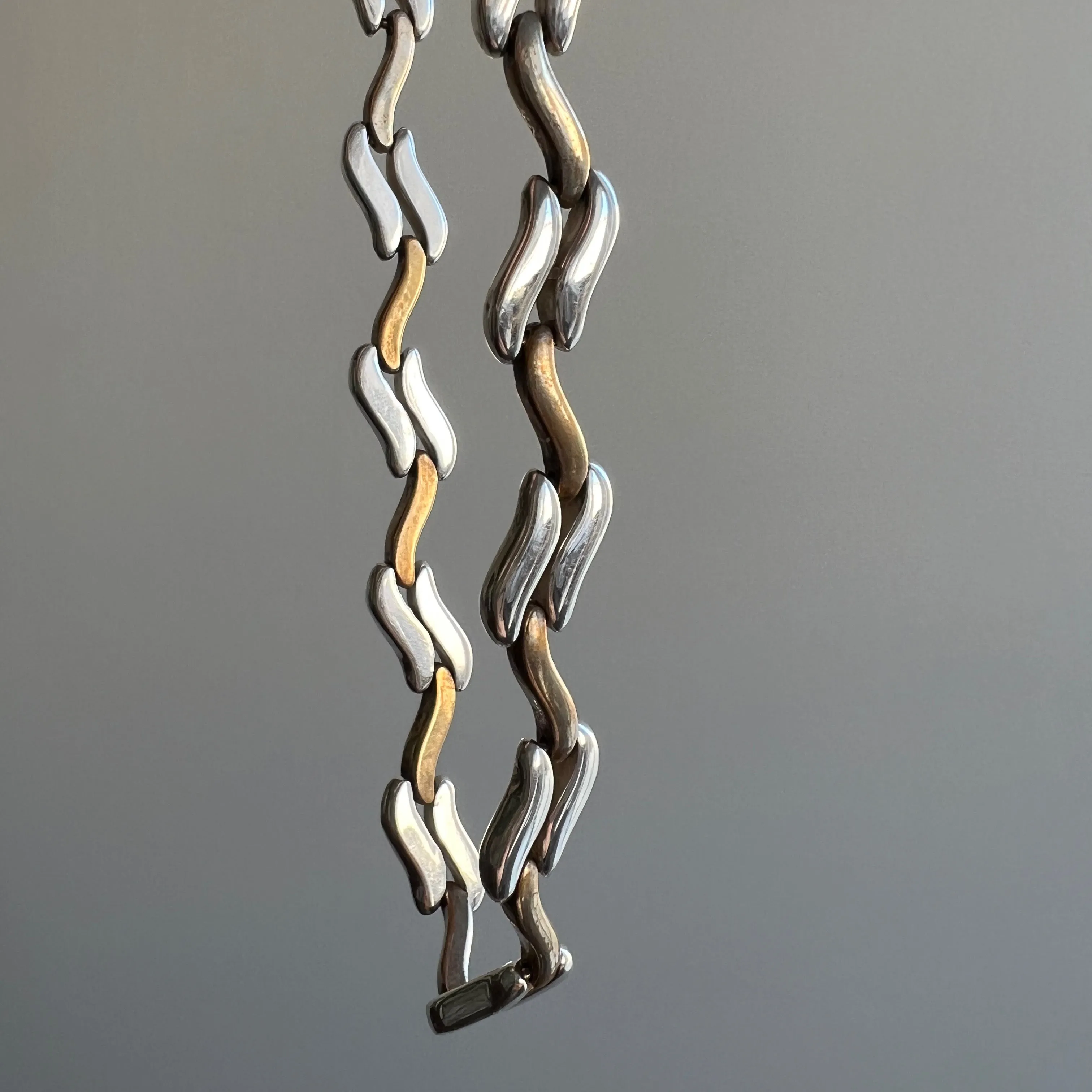 V I N T A G E // softest zig zag / sterling silver and brass collar necklace / 16, 45g