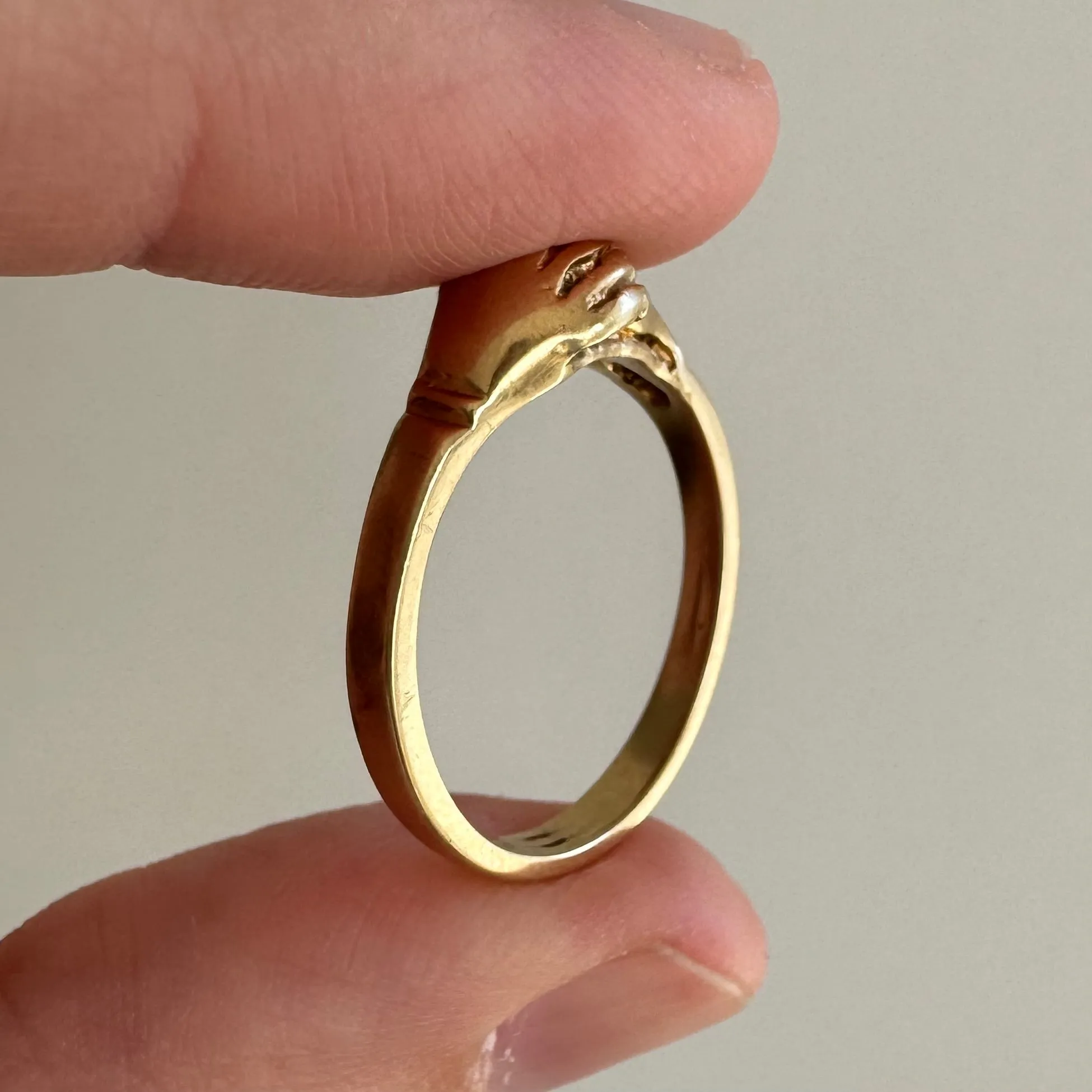 V I N T A G E // sparkly partnership / 14k yellow gold fede gimmel ring / Claddagh / size 5.5