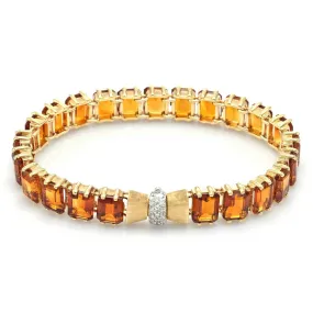 Vintage 14K Gold Bracelet 38.41 TCW Citrine & Diamond Tennis Bracelet 37G G/H VS