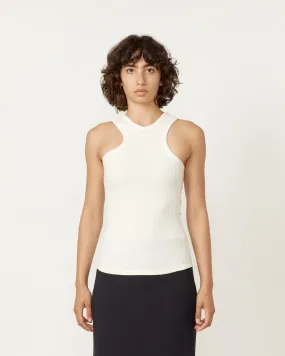 Wide Rib Knit Tank in Ivory