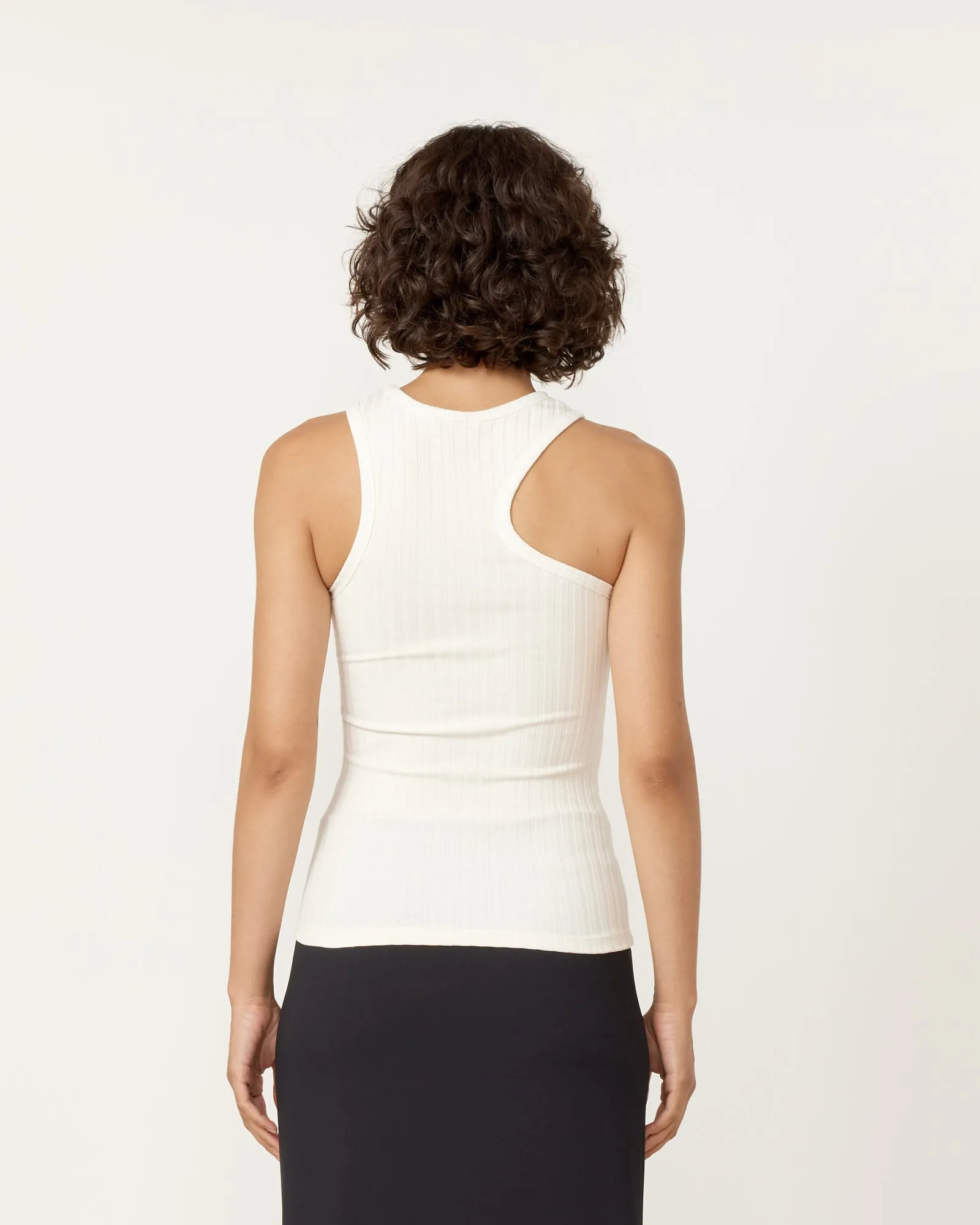 Wide Rib Knit Tank in Ivory